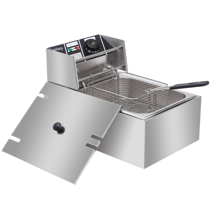 Stainless Steel Single Cylinder Electric Fryer 2500W MAX 110V 6L