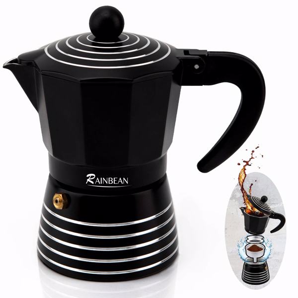 RAINBEAN Stovetop Espresso Maker 3 Cup Moka Pot Greca Coffee Maker