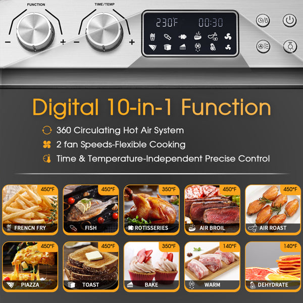 16-in-1 Air Fryer Toaster Oven Combo Dehydrator Oil-Free