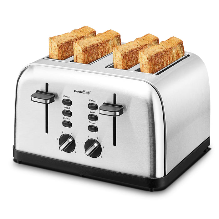 Geek Chef 4 Slice Toaster Stainless Steel Extra-Wide Slot Toaster
