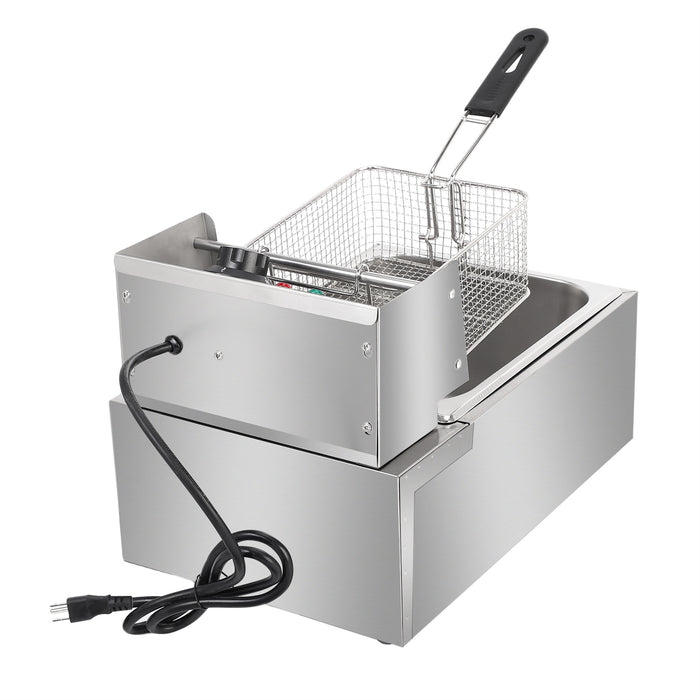 Stainless Steel Single Cylinder Electric Fryer 2500W MAX 110V 6L