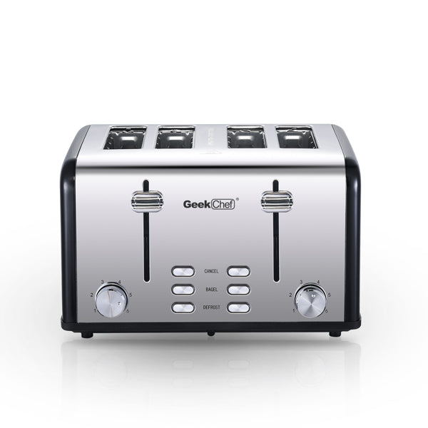 Geek Chef Stainless Steel Toaster with Bagel/Defrost/Cancel Function