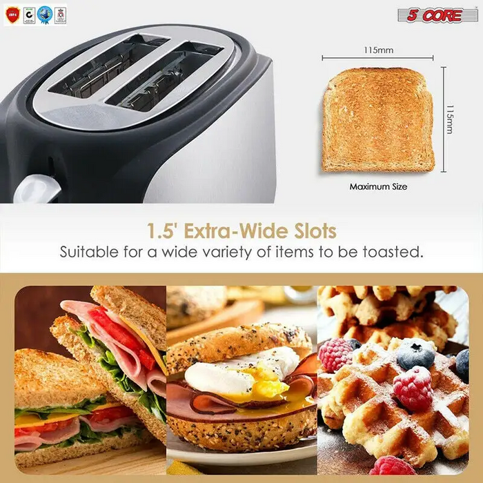Toaster 2 Slice Stainless Steel Bread Toaster