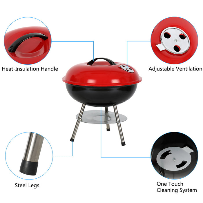 Portable 14 inch BBQ Grill Outdoor Barbecue Stove