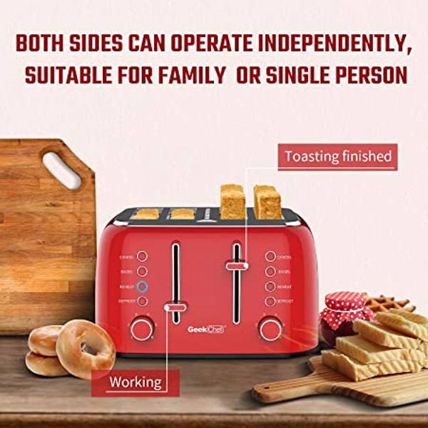 Retro Toaster Extra Wide Slot Independent temperature control Toaster