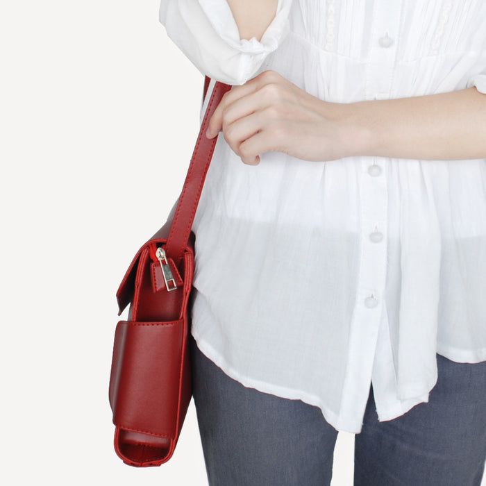 [Retro Wine-colored] Classic Double Handle Leatherette Handbag Shoulder Bag Satchel Bag Purse