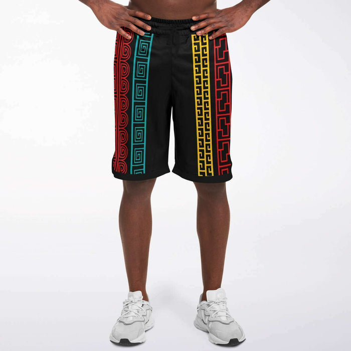 Men's Athletic Shorts, Colorful Geometric Graphic Mesh Sports Pants - Moisture Wicking