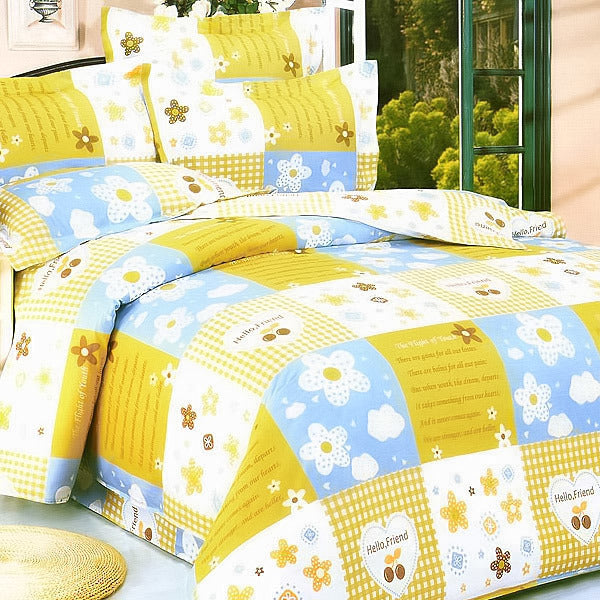 Blancho Bedding - [Yellow Countryside] 100% Cotton 5PC Comforter Set (Full Size)