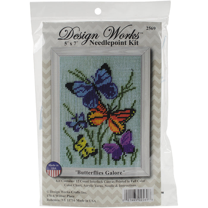 Design Works Needlepoint Kit 5"X7"-Butterflies Galore-Stitched In Yarn
