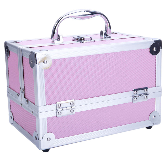Aluminum Makeup Train Case Jewelry Box Cosmetic Organizer with Mirror 9"x6"x6" RT