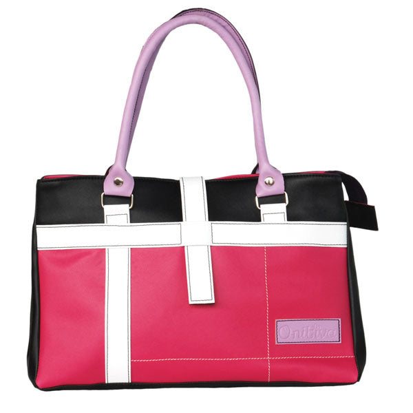[Loveliness Memory] Onitiva Leatherette Double Handle Satchel Bag Handbag Purse