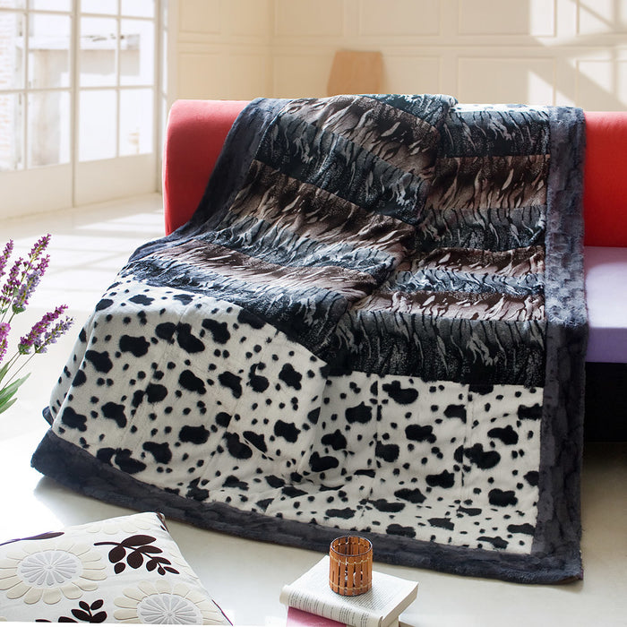 Onitiva - [Tasteful Life -B] Patchwork Throw Blanket (86.6 by 63 inches)