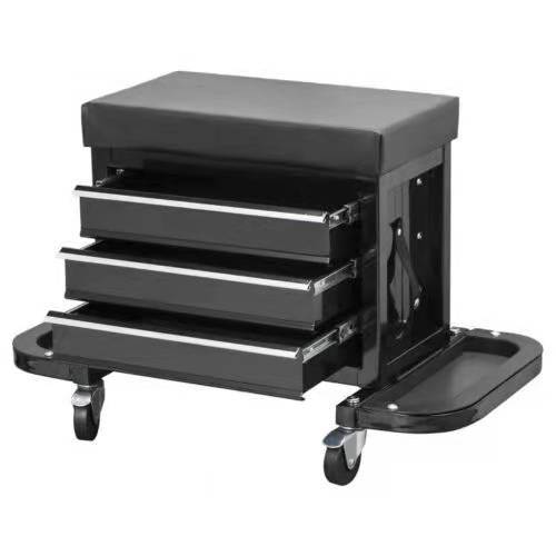 Rolling Seat Creeper Tool Chest Storage / Tool Box with 3 Drawers and Wheels