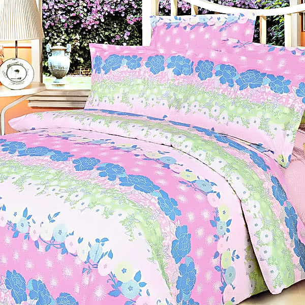 Blancho Bedding - [Pink Kaleidoscope] 100% Cotton 4PC Duvet Cover Set (King Size)(Comforter not included)
