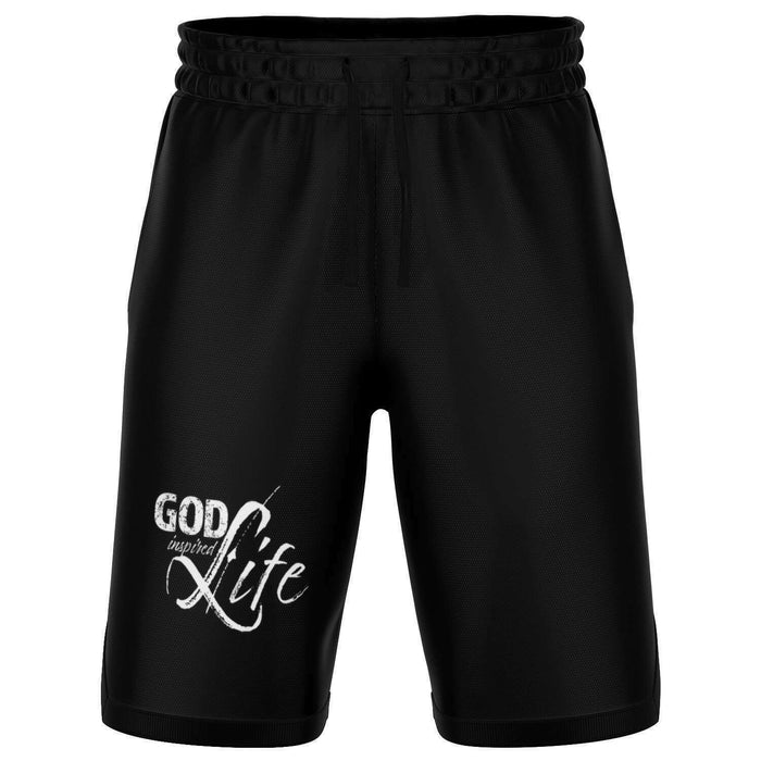 Men's Athletic Shorts, God Inspired Life Graphic Mesh Sports Pants - Moisture Wicking