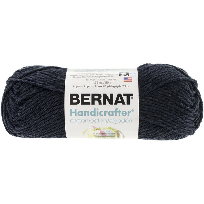Bernat Handicrafter Cotton Yarn - Solids-Black Licorice