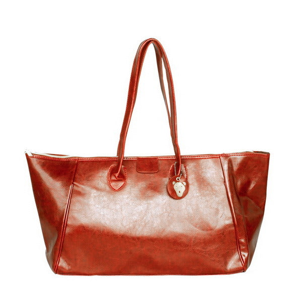 [Only Time] Stylish Coffee Double Handle Leatherette Bag Handbag Purse