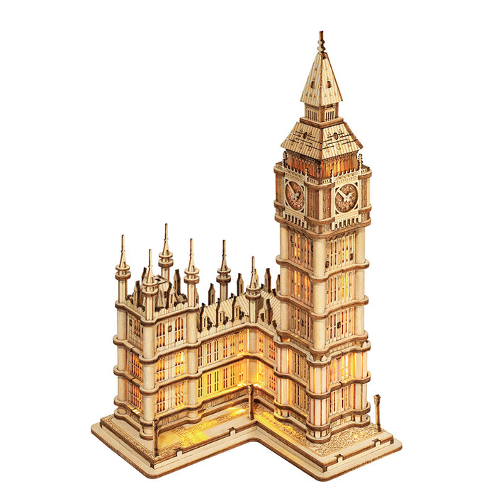 Robotime Rolife DIY 3D Big Ben Famous Building Wooden Puzzle Game Assembly Toy Gift for Children Teen Adult