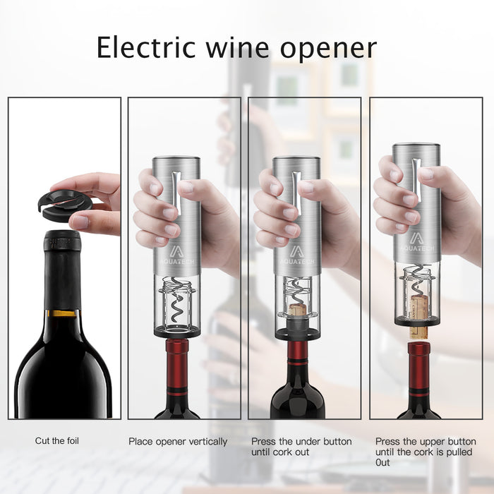 Electric Wine opener set Wine Gift Set,4 in 1 set,Includes Stainless Steel Electric wine opener,Pourer,Vacuum stopper,Foil cutter&Charging Line
