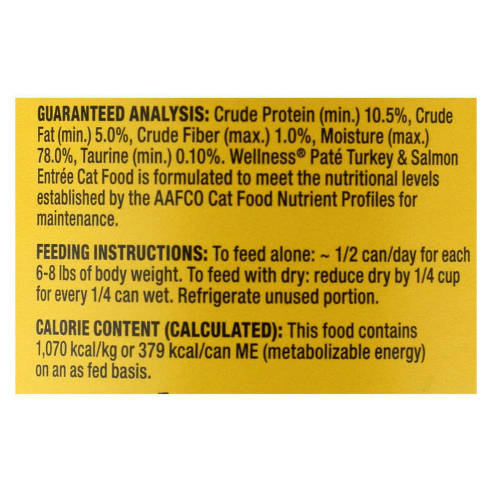 Wellness Pet Products Cat Food - Turkey and Salmon Recipe - Case of 12 - 12.5 oz.