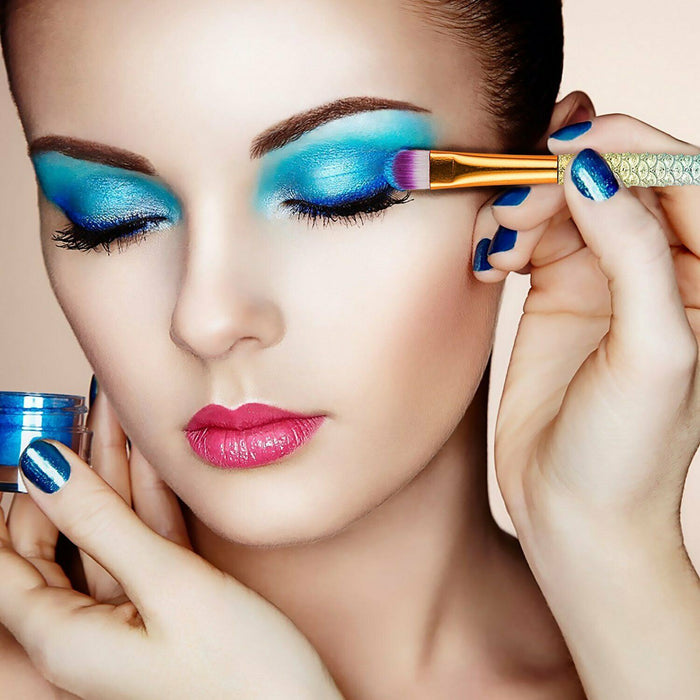 11Pcs Mermaid Makeup Brushes Eyebrow Shadow Face Slender Tool Pink Set Useful US