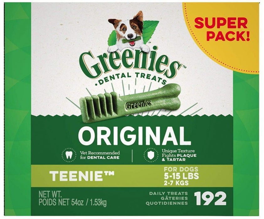 Greenies Original Dental Dog Chews Teenie - 192 Treats - (Dogs 5-15 lbs)