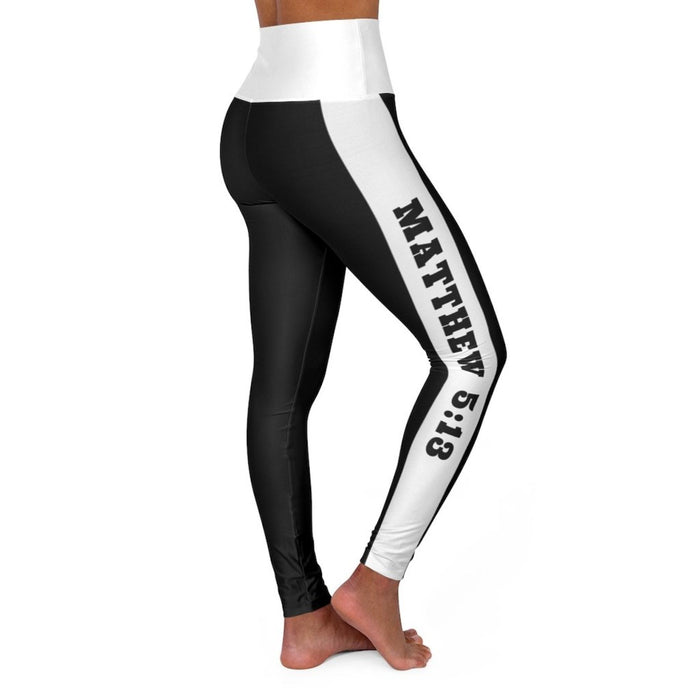 High Waisted Yoga Leggings, Black And White Salt Of The Earth Matthew 5:13 Graphic Style Sports Pants