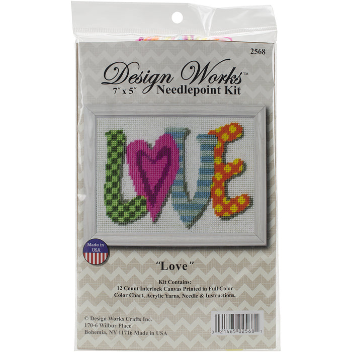 Design Works Needlepoint Kit 7"X5"-Love-Stitched In Yarn