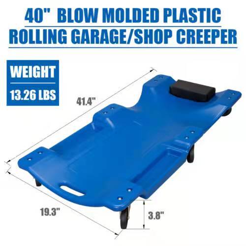 Blow Molded Plastic Rolling Garage/Shop Creeper Mechanic Cart 6 Casters