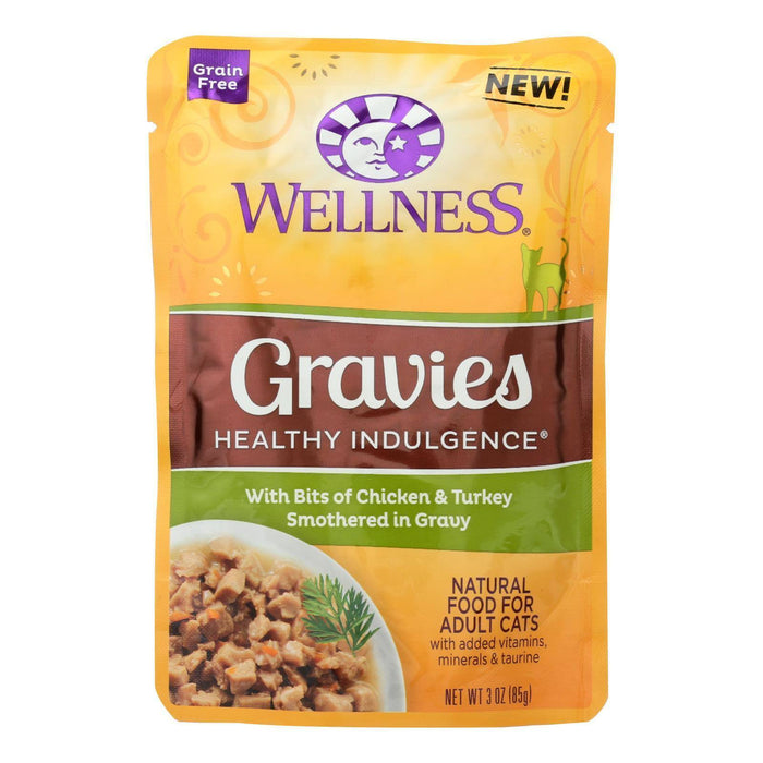 Wellness Pet Products Cat Food - Gravies with Bits of Chicken and Turkey Smothered In Gravy - Case of 24 - 3 oz.