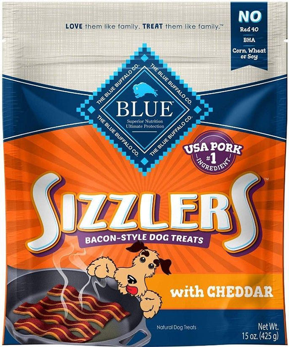 Blue Buffalo Sizzlers Natural Bacon Style Soft Moist Dog Treats with Cheddar