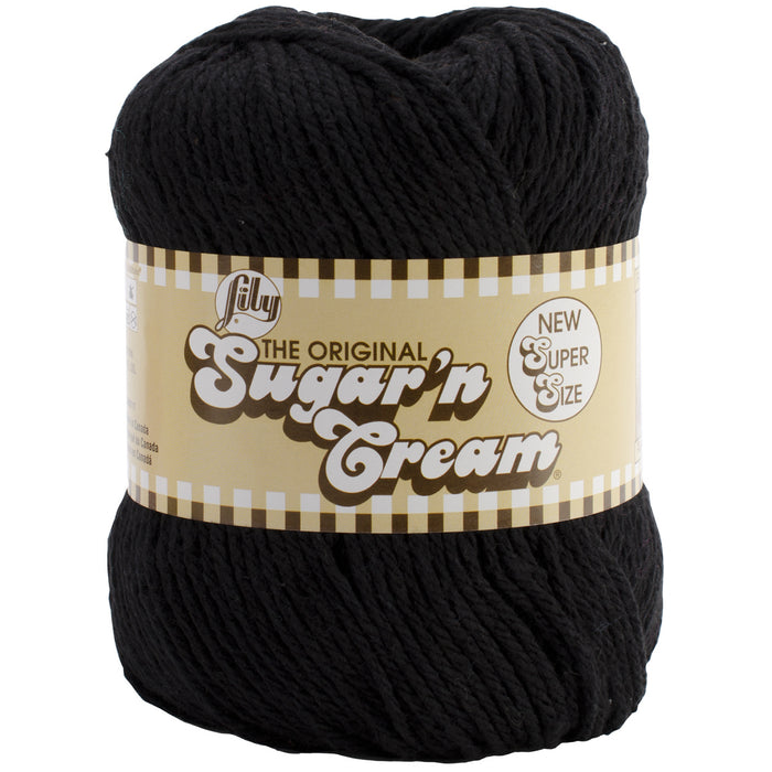 Lily Sugar'n Cream Yarn - Solids Super Size-Black