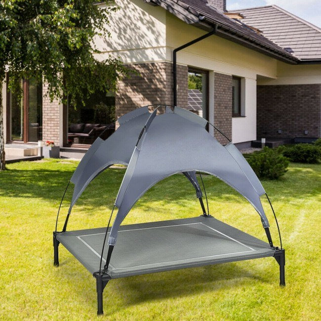 Portable Elevated Outdoor Pet Bed with Removable Canopy Shade