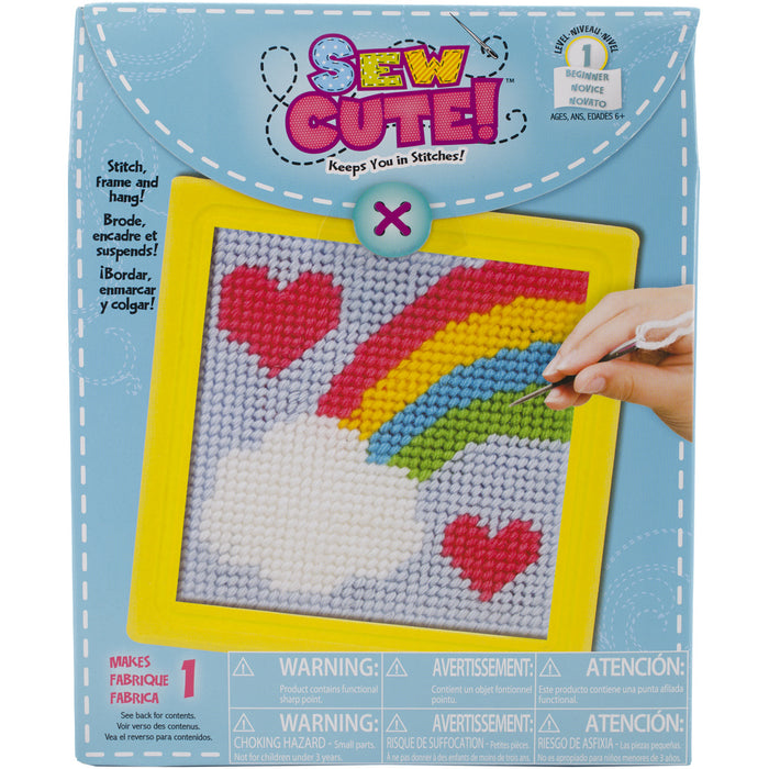 Sew Cute! Rainbow Needlepoint Kit-6"X6" Stitched In Yarn