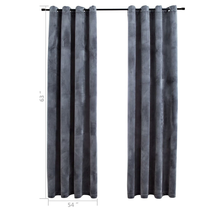 Blackout Curtains with Rings 2 pcs Anthracite 54"x63" Velvet