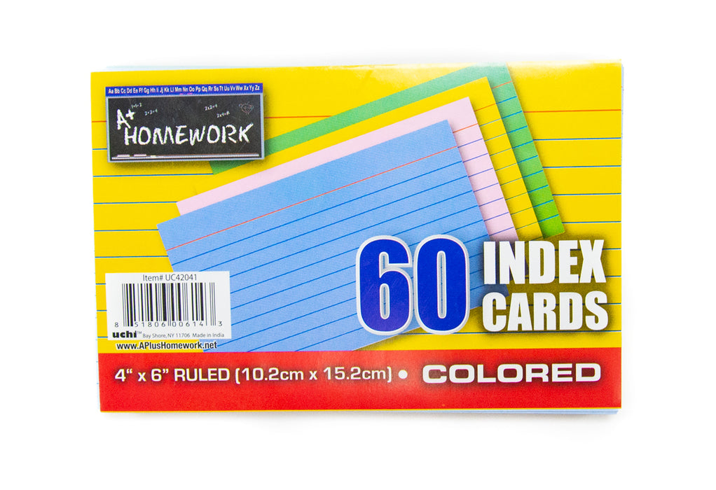 60 4x6 RULED COLORED INDEX CARDS